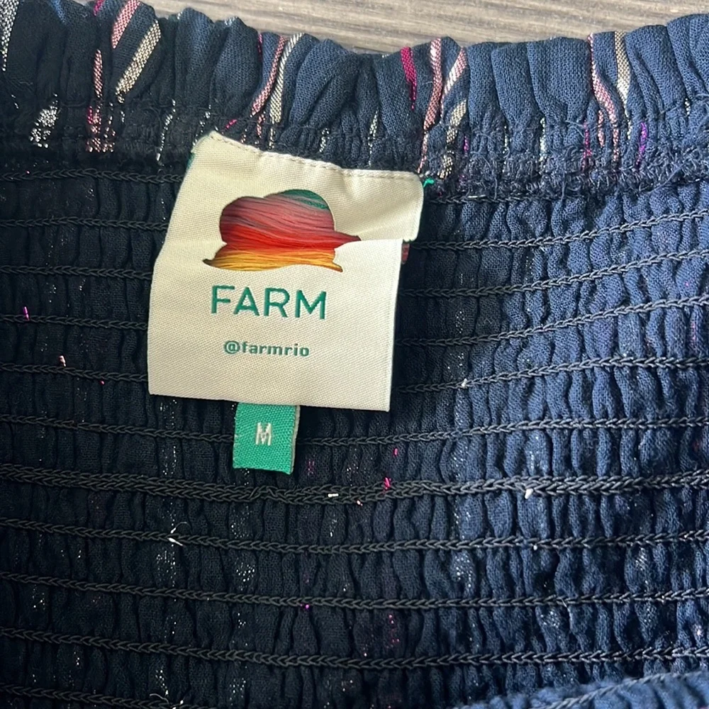 FARM RIO Lurex Stripes One-shoulder Mini Dress in Black M - Picture 11 of 11